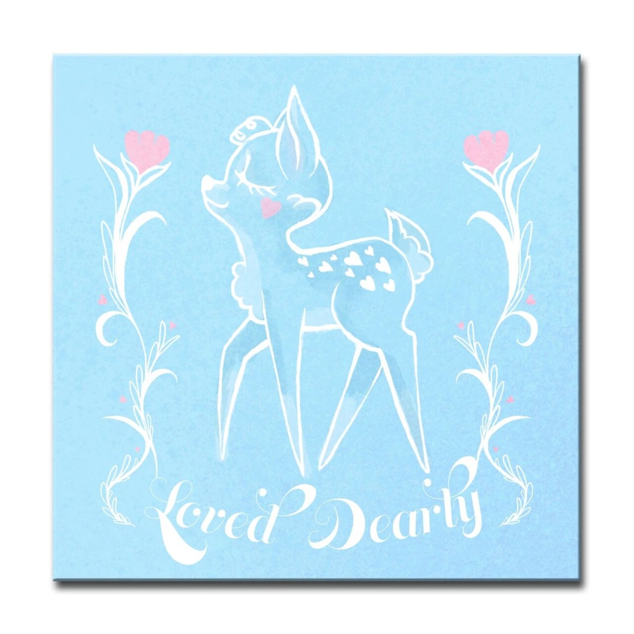 Crafted Creations Blue and White "Loved Dearly" Square Canvas Wall Art 12" x 12"
